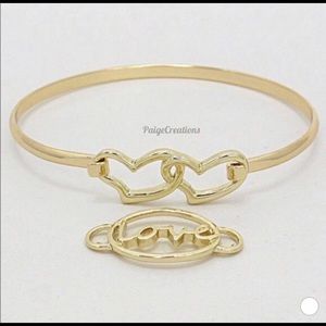 Gold Versatile “love” and “double heart” Bracelet
